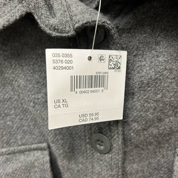 American Eagle NWT Fleece Button Down LS Shirt Gray Casual Men’s XL 100% Cotton - Picture 4 of 8